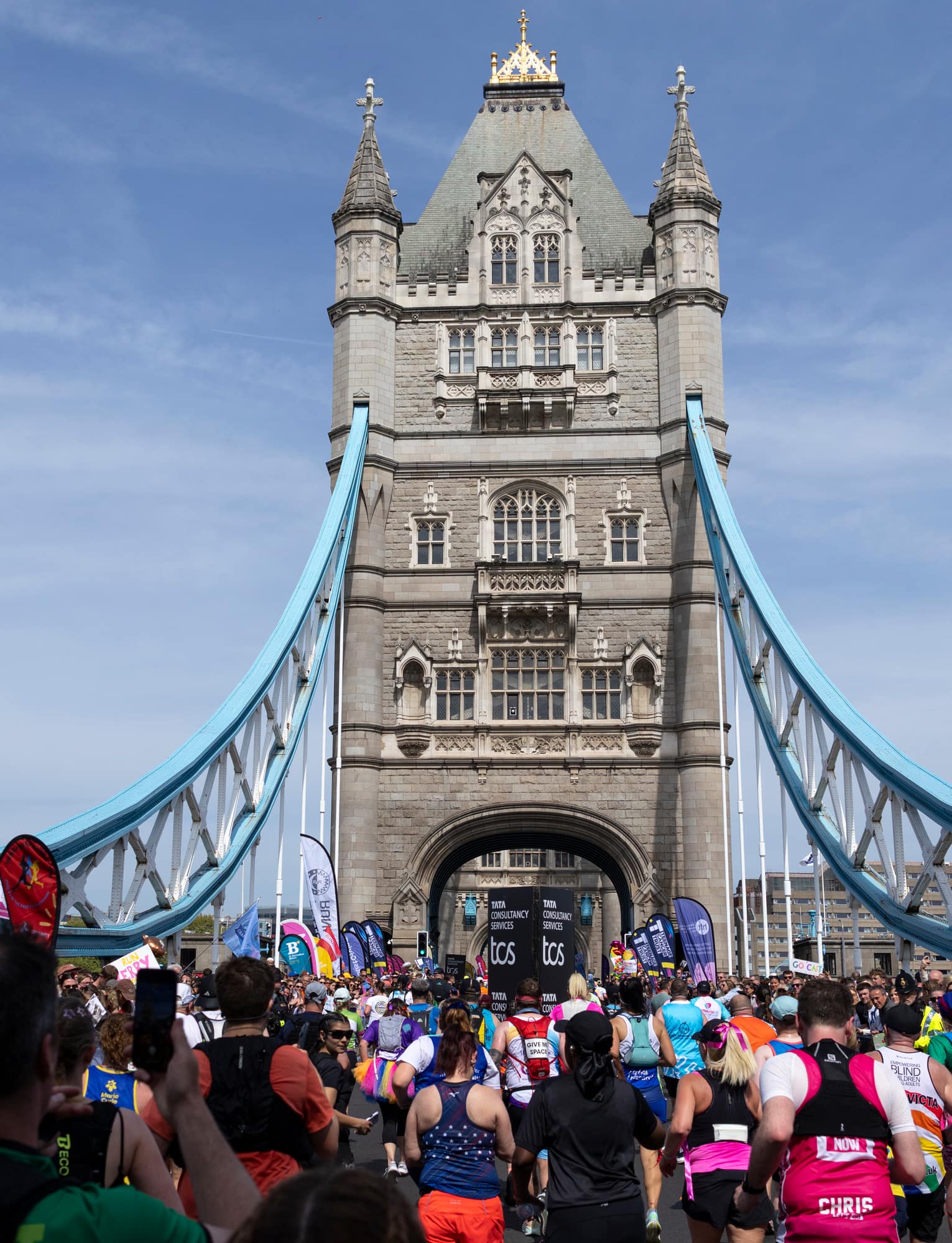 Runners crossing Tower Bridge
